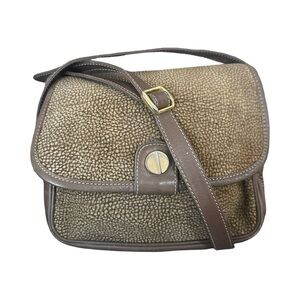 Borbonese Redwall Quail Suede Leather Crossbody Bag